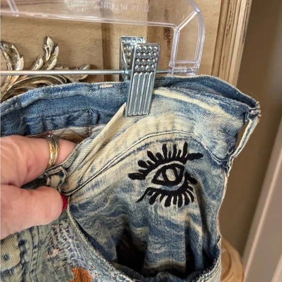 Nwt not washed or worn Magnolia pearl Artistic Patchwork Women Jeans - Picture 6 of 8